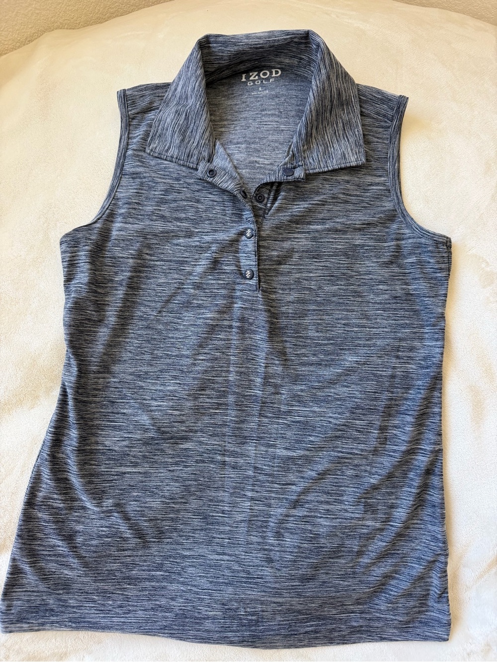 Izod Heathered Navy Sleeveless Polo Tank